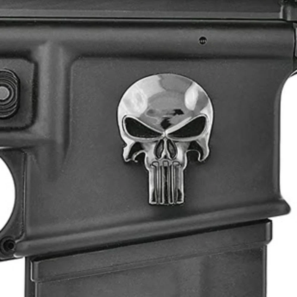 Dark Gunmetal The Punisher metal 3D sticker decal - Picture 2 of 4